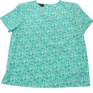 Penbrooke‎ Lane Vintage Womens Abstract Swirl Short Sleeve Blouse Top Medium